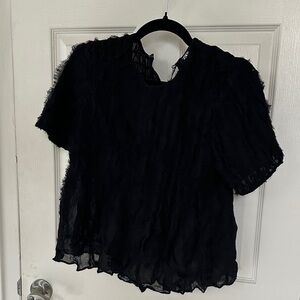 Zara Textured Black Blouse